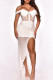White Fashion Sexy Patchwork Backless Off the Shoulder Sleeveless Dress