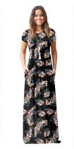 As Show-12 Brief Cute O-Neck Short Sleeve Loose Long Print Dresses