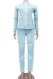 White Fashion Active adult Ma'am Patchwork Solid Two Piece Suits pencil Long Sleeve Two Pieces
