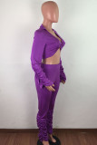 Yellow OL Solid Draped crop top Boot Cut Long Sleeve Two Pieces