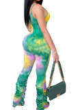 rose red Fashion Sexy Print Patchwork Tie-dyed Draped Sleeveless Slip Jumpsuits