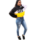 Black Mandarin Collar Patchwork Print Print Sweats & Hoodies