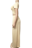 White Casual Solid Patchwork O Neck Short Sleeve Short Two Pieces