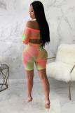 Blue Sexy Fashion Print Tie Dye Patchwork asymmetrical Straight Long Sleeve