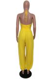 Black Fashion Sexy Solid bandage Backless Slip Jumpsuits