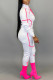 White Fashion Active adult Ma'am Patchwork Solid Two Piece Suits pencil Long Sleeve Two Pieces