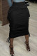 Black Sweet Solid Bandage Pocket Skinny Bottoms