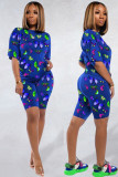 Yellow Fashion adult Sexy backless Print Two Piece Suits Patchwork Straight Short Sleeve Two-Pie