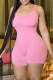 Pink Sexy Casual Solid Backless Spaghetti Strap Skinny Romper