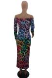 Fluorescent green Fashion adult Sexy Cap Sleeve Long Sleeves One word collar Step Skirt Mid-Calf bandage Leo