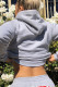 Grey hooded Patchwork Print Pure Long Sleeve Outerwear