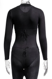 Black Sexy Patchwork Hot Drilling Pearl Swimwears