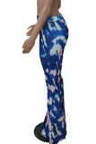 Blue Sexy Tie Dye Patchwork Skinny High Waist Speaker Full Print Bottoms