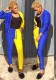 As Show Stitching Mid Waist Zipper Fly Two-piece suit