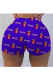Blue Milk Silk Elastic Fly Mid Print Skinny shorts Bottoms