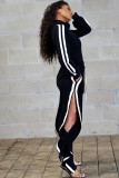 Black Elastic Fly Mid Solid Draped Loose Pants Pants