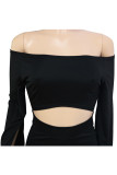 White Sexy Patchwork Solid Ruffled Long Sleeve one word collar Jumpsuits