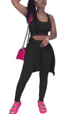 Blue Fashion Casual Adult Solid Patchwork O Neck Long Sleeve Regular Sleeve Regular Two Pieces