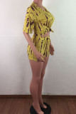 Red Fashion Casual adult Ma'am Print Two Piece Suits pencil Short Sleeve Two Pieces