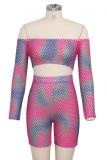 Blue Sexy Fashion Print Tie Dye Patchwork asymmetrical Straight Long Sleeve