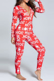 Decorative Pattern Casual Print V Neck Skinny Jumpsuits