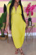 Yellow Sexy Patchwork Hollow Solid Chemical fiber blend Short Sleeve V Neck Jumpsuits