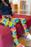 Army Green Green Orange Yellow purple Army Green Elastic Fly Mid camouflage Boot Cut Pants Bottoms
