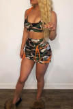 Camouflage Fashion Active adult Patchwork Print Camouflage Bandage Two Piece Suits Hip skirt Sleeveless Two Pieces