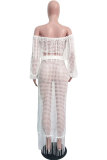 Black Sexy Fashion tassel HOLLOWED OUT perspective Patchwork A-line skirt Long Sleeve