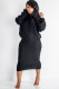 Black Sexy Solid Two Piece Suits pencil Long Sleeve