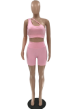 Mint green Sexy Solid Patchwork One Shoulder Sleeveless Two Pieces