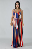 Red Chemical fiber blend Fashion adult Sexy Off The Shoulder Sleeveless Slip Swagger Ankle-Length backle