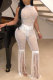 White Sexy perspective Hollow Sleeveless Jumpsuits