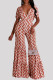 Pink Fashion Casual Print Basic V Neck Regular Jumpsuits