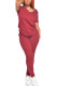 Red Fashion adult Ma'am OL Solid Two Piece Suits Straight Short Sleeve Two Pieces