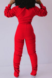 Grey Fashion Sexy adult Ma'am Patchwork Solid Two Piece Suits Straight Long Sleeve Two Pieces