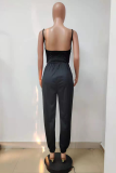 Army Green Fashion Sexy Solid With Belt V Neck Regular Jumpsuits