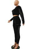 Red Casual Solid Patchwork Two Piece Suits pencil Long Sleeve