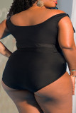 Black Sexy Printed High Waist Plus Size Swimsuit