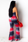 Red and black Fashion Sexy Print Patchwork bandage Tie-dyed Hollow Sleeveless Hanging neck Jumpsuits