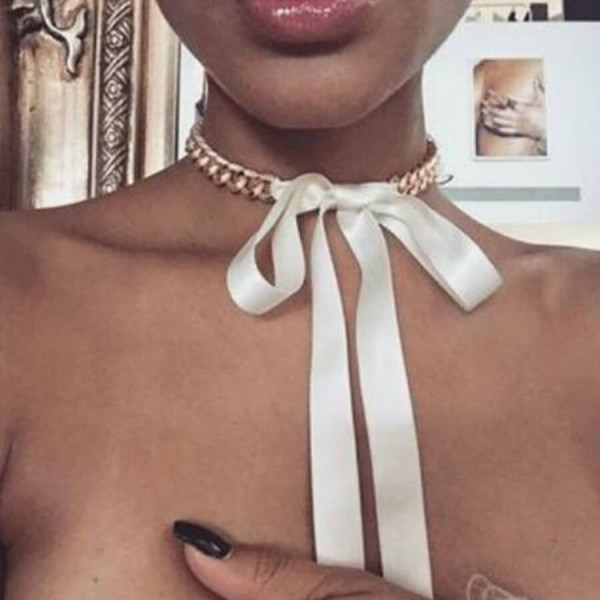 White Fashion Patchwork Bow-tie Decoration Necklace