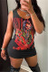 Black Red Fashion Sexy Print Basic O Neck Vest Dress