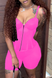 Black Sexy Solid Patchwork Spaghetti Strap Sleeveless Two Pieces