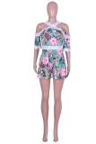 Green Fashion lace Short Sleeve O Neck Rompers