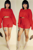 Green Wool Europe and America Solid Two Piece Suits pencil Long Sleeve Two-Piece Short Set