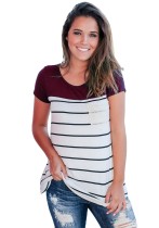 As Show-1 Casual Regular O-Neck Short Striped Short Tees & T-shirts