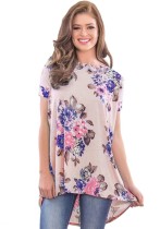 Light Pink Casual Multi Regular O-Neck Short Print Regular Tees & T-shirts