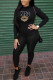 Black Casual Print O Neck Regular Jumpsuits