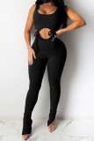 Red Fashion Casual bandage Solid Sleeveless O Neck Jumpsuits