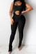 Black Fashion Casual bandage Solid Sleeveless O Neck Jumpsuits